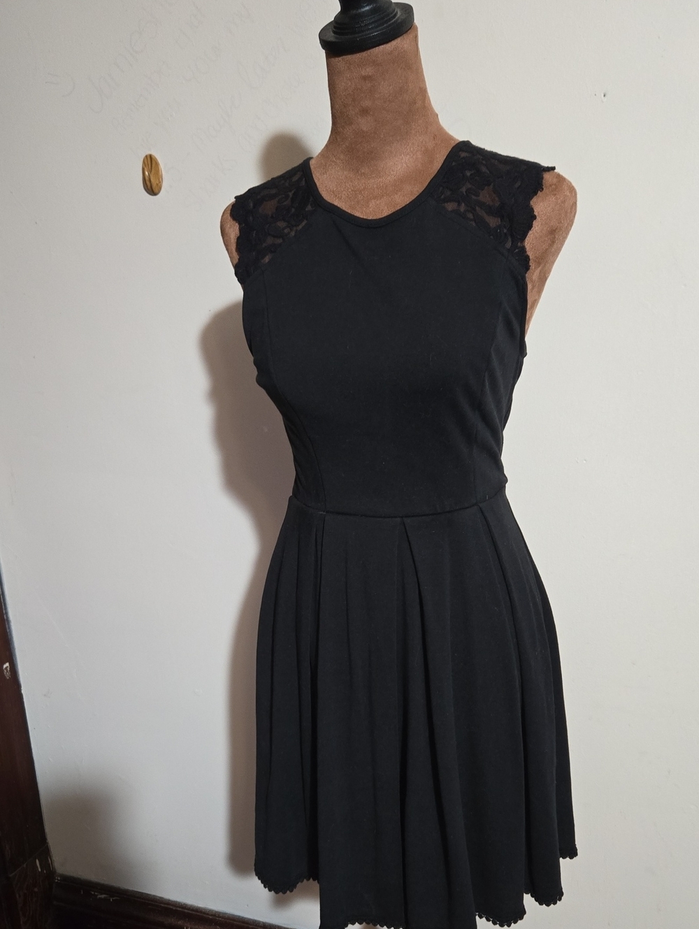 DR53 Altar'd State Skater Dress Lace Shoulders Scalloped Hemline Goth Lite Flowy